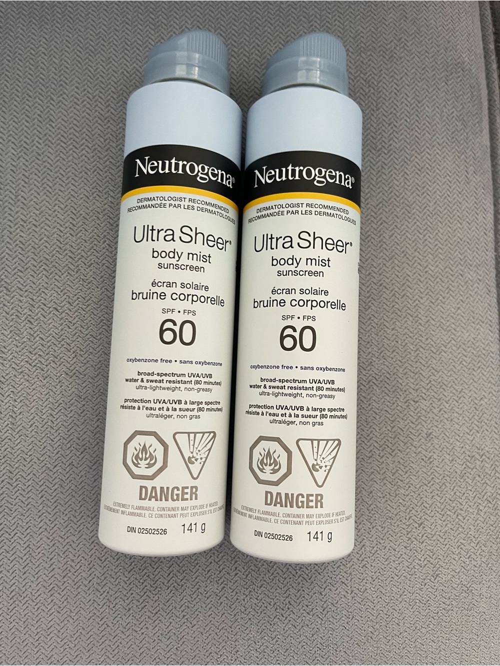 Brand New Neutrogena Ultra Sheet Body Mist SPF 60 set of 2